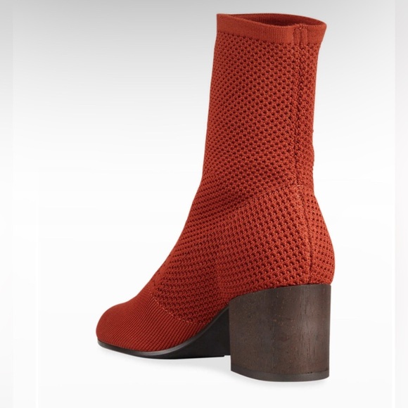 Eileen Fisher Choice Mesh Knit Ankle Boots Women's 8 Rust Slip On Wood Heel - Picture 2 of 12
